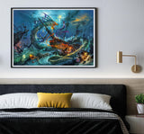 Clementoni Collection-The Underwater Battle-3000 Pieces-Puzzle, Author Illustration, Paolo Barbieri, Horizontal, Fun for Adults, Made in Italy, Multicoloured, 33023 Clementoni