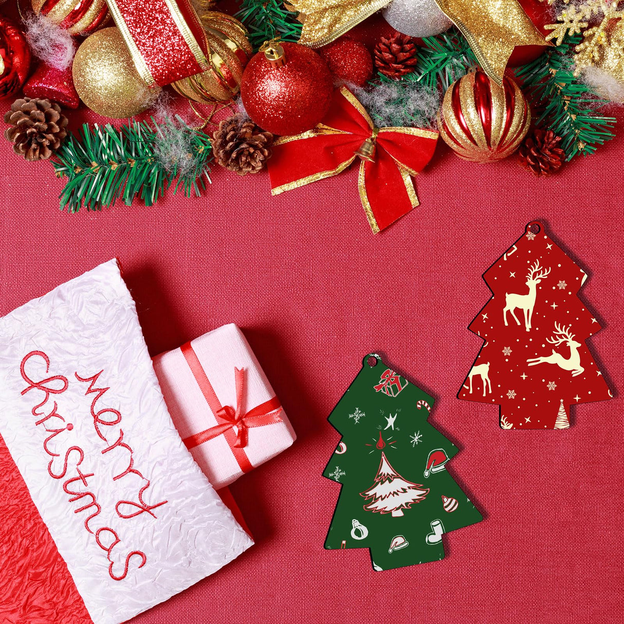 42Pcs Sublimation Christmas Ornaments Blanks MDF Bulk Double Sided Heat Transfer Sublimation Keychains Memorial Christmas Ornament Sublimation Blanks Products DIY Craft AiDiYGECO