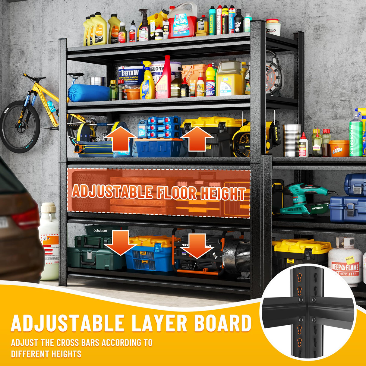 Hymnxemo 6-Tier Heavy Duty Shelves 3000lb Capacity, Adjustable Metal Garage Storage Rack for Basement Warehouse, Easy Assembly, Size 47.2''W×23.6''D×77''H Hymnxemo