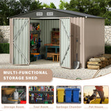GarveeLife 6x8x6.4 FT Outdoor Storage Sheds, Metal Garden Tool Shed for Backyard, Large Metal Sheds Outdoor Storage with Lockable Doors & Air Vents for Backyard Garden Patio Lawn GarveeLife