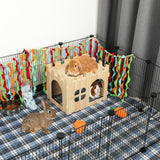 BWOGUE Large Wooden Rabbit House and Hideouts Bunny Castle Detachable Small Animal Play Hideaway Rabbit Hideout Cage Accessories for Indoor Adult Rabbit Guinea Pig Chinchilla Habitat BWOGUE