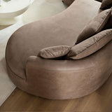 KEIKI 129" Curved Oversized Modular Leathaire Sectional Sofa with Left Chaise, 4 Pillows, 3 Back Cushion, Modern Style Comfy 5-Seater Couch, Easy Assembly, for Office, Apartment, Living Room, Brown KEIKI