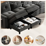 Vlsrka 100" Modular Sectional Cloud Couch with Storage Ottoman, 4-Seater Teddy Velvet Deep Seat Modern Sofa with Removable Cushion for Living Room, Bedroom and Apartment (Dark Grey) Vlsrka