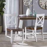 Christopher Knight Home Roshan Farmhouse Acacia Wood Dining Chairs, White / Walnut 21D x 17.75W x 35.5H Inch GDFStudio