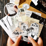 120 Pcs Vintage Aesthetic Scrapbook Kit Junk Journaling Supply with Retro Stamp Stickers,Material Paper, Tag Card,Hand Account Collage Card,Pillow Box,Twine Diary Supply Birthday Gift(Artsy Style) Zonon