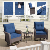 ALAULM 11 Pieces Patio Furniture Set with 2 Swivel Chairs Patio Furniture Outdoor Sectional Sofas with 55000 Gas Fire Pit Patio Conversation Set w/8 Cushions-Dark Blue ALAULM