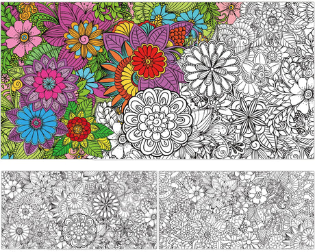 2 Pack Jumbo Mandala Coloring Posters 50x30Inch Large Spring Mandala Flower Coloring Page Giant Mandala Coloring Tablecloth Wall Decor for Kids Teens Adults Huge Art Craft Activity Party Supplies ZOIIWA