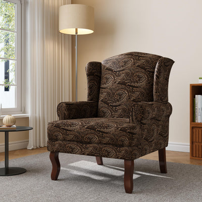 UIXE High Back Accent Chair, Fabric Upholstered Armchair for Living Room, Wingback Retro Arm Chair Comfy Single Sofa Bedroom Reading Seat - Cranberry Floral