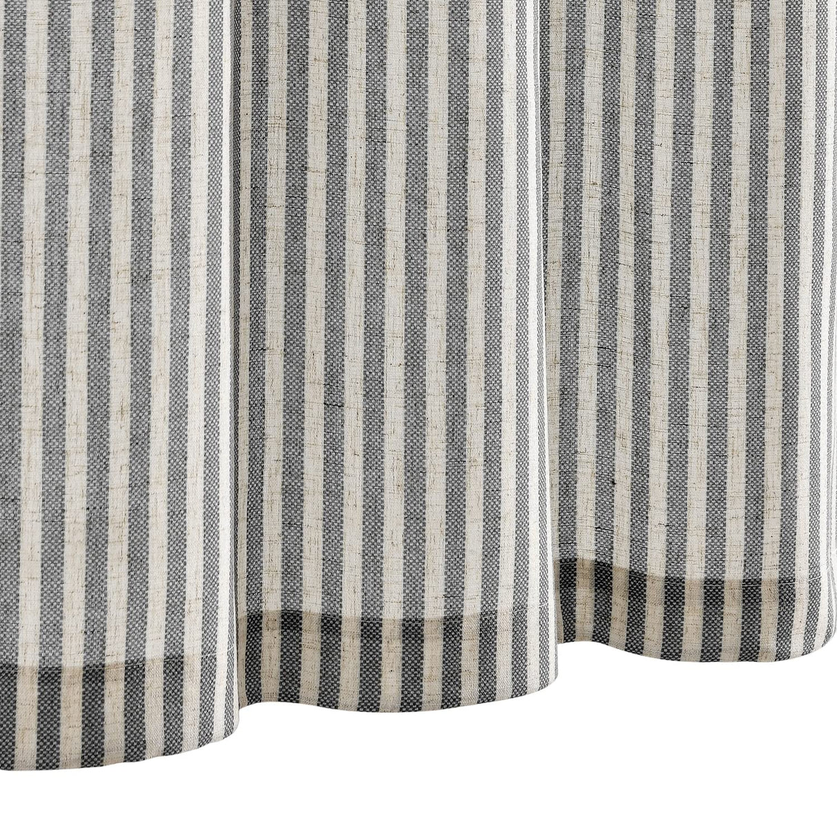 Vangao Kitchen Valance Linen Blend Stripe Short Curtains Farmhouse Country Rustic Pinstripe Tickingstripe Light Filtering Rod Pocket Window Topper Treatments 18 Inch 1 Panel Black on Beige Vangao