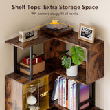 Decofy 7 Tier Corner Bookshelf, 70.86” Tall Corner Bookcase, Wood and Metal Industrial Storage Corner Shelf, Large Modern Display Storage Rack for Living Room Home Office - Brown Decofy