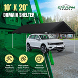 Caravan Canopy Domain Pro 200 Straight Leg 10 by 20 Foot Outdoor Canopy Car Tent 10x20 with Durable Powder Coated Steel Frames, Black Caravan