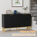 Luoxiao Fluted Sideboard Buffet 55" Console Table for Entryway Modern Credenza Accent Cabinet with Adjustable Shelves Coffee Bar Cabinet for Living Room, Kitchen, Dining Room,Hallway Black Luoxiao