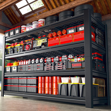 Snhomee 60.1" W Storage Shelves Extra Wide Metal Shelving 2500LBS Garage Shelving Adjustable 4 Tier Garage Shelves Industrial Metal Shelf for Basement Warehouse Shop 60.1" W x 24.1" D x 60" H Snhomee