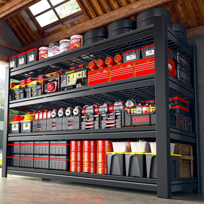 Snhomee 60.1" W Storage Shelves Extra Wide Metal Shelving 2500LBS Garage Shelving Adjustable 4 Tier Garage Shelves Industrial Metal Shelf for Basement Warehouse Shop 60.1" W x 24.1" D x 60" H