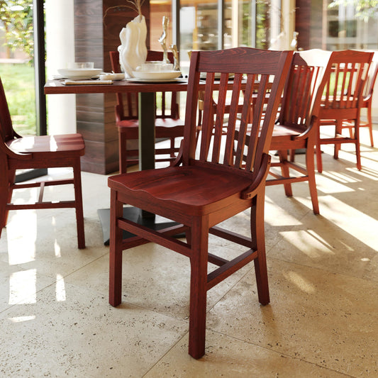 EMMA + OLIVER School House Back Mahogany Wood Chair - WoodArtSupply