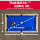 GoSports 7 ft Pool Table with Wood Finish - Modern Billiards Table with 2 Cue Sticks, Balls, Rack, Felt Brush and Chalk - Choose Your Style GoSports