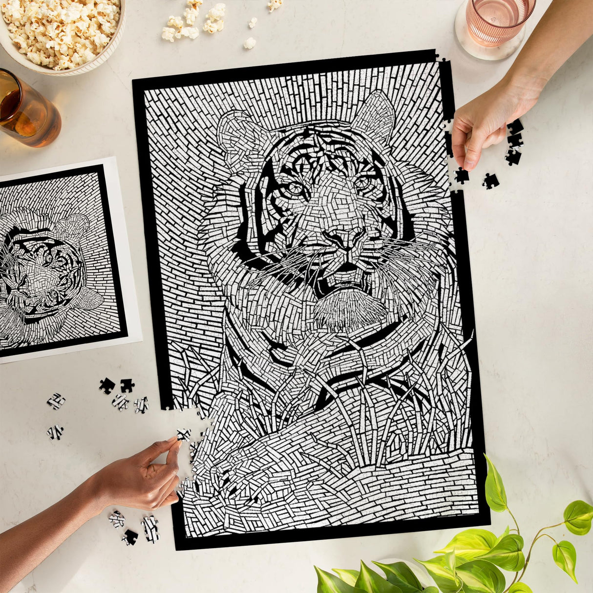 Lantern Press Tiger, Coloring Book 1000 Piece Jigsaw Puzzle for Adults, Made in USA with Reference Poster Lantern Press