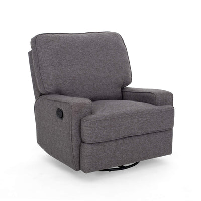 QKFF 36'' Wide Swivel Glider Recliner Chair, Manual Single Recliner with Triple Motion, Plush Cushioning, Traditional Modern Design for Living Room, Nursery, Bedroom