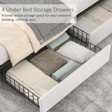 VECELO Full Size Upholstered Platform Bed Frame with 4 Storage Drawers, Adjustable Velvet Rivets Headboard, Wooden Slats Support, No Box Spring Needed, Easy Assembly VECELO