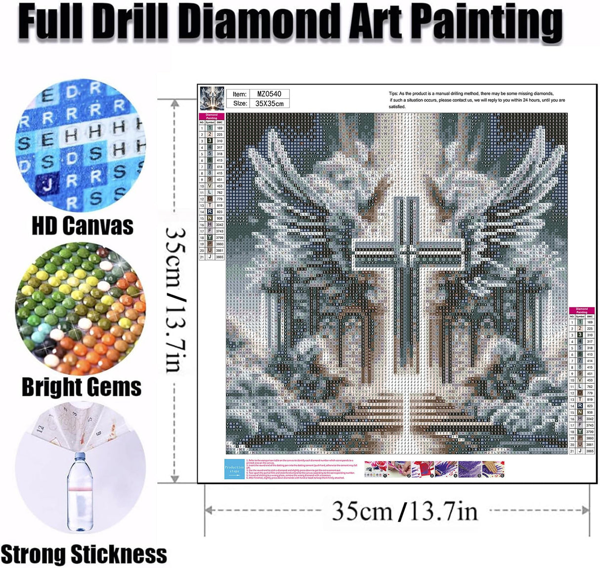 Ekuxom Cross Diamond Art Painting Kits for Adults, Glow Christian Diamond Art Kits, Full Round Religious Diamond Art Paint by Diamond Dots Wall Art Decor 14x14 in Ekuxom