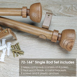 SKYPLUS LIVING Faux Wood Style Curtain Rod Set with Wood Grain Round Finial, 72-144 inch, Standard Single Drapery Rod for 1 Pack, 1 inch diameter, Adjustable Length SKYPLUS LIVING