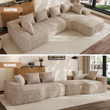 DAMAIFROM Oversized L Shape Sectional Sofa with Chaise, 134" W L-Shaped Sectional Couches with 63" D x 40" W Chaise Lounge Boneless Chenille Sofas for Large Living Room, Camel DAMAIFROM