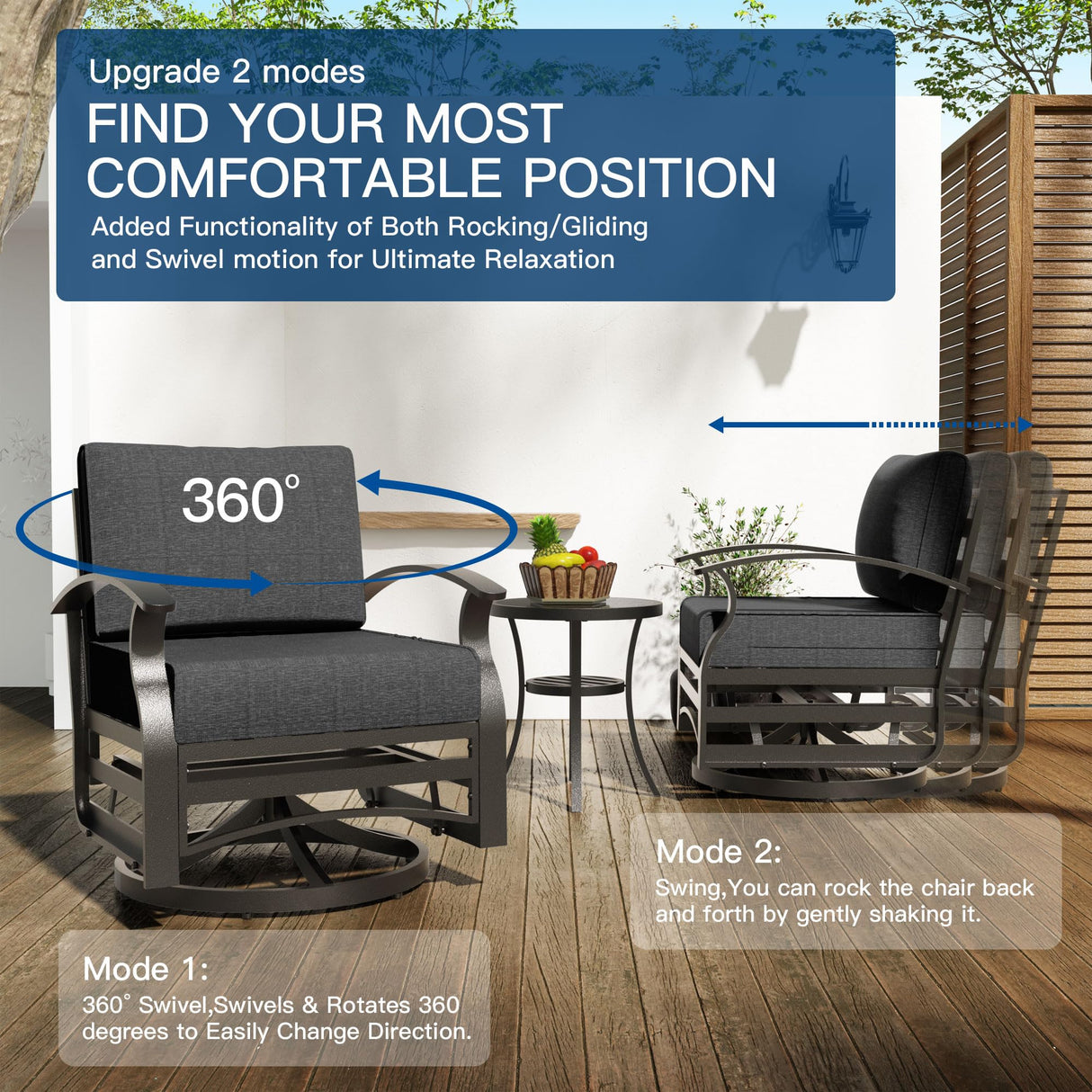 Kullavik Aluminum Patio Furniture Set,8 Pieces 10 Seat Metal Outdoor Furniture Conversation Set w/45 Propane Gas Fire Pit&Swivels,Black Kullavik