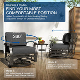 Kullavik Aluminum Patio Furniture Set,8 Pieces 10 Seat Metal Outdoor Furniture Conversation Set w/45 Propane Gas Fire Pit&Swivels,Black Kullavik