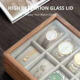 muso wood Watch Display Box, 10 Slot Watch Case for Men, Watch Organizer Box with Glass Lid, Watch Case with Removable Velvet Pillow, Father's Day Gift - 10 Slot, Walnut muso wood