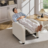 Topeakmart Fabric Recliner Sofa Push Back Recliner Chair Adjustable Modern Single Reclining Chair Upholstered Sofa with Pocket Spring Living Room Bedroom Home Theater Ivory Topeakmart