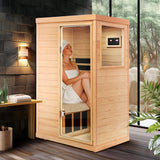 HFYee Infrared Sauna Home Sauna Box 1 Person Infrared Sauna Dry Sauna Far Infrared Sauna Indoor Sauna Hemlock Mini Single Person Sauna for Home on The Right of The Indoor Sauna Room, Natural HFYee