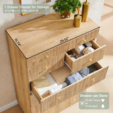wow97e Fluted Dresser for Bedroom, 48" H 7 Drawer Dressers, Wood Tall Dresser Storage Organizer, Modern Bedroom Chest with Deep Storage for Closet Hallway, Entryway, Living Room Natural wow97e