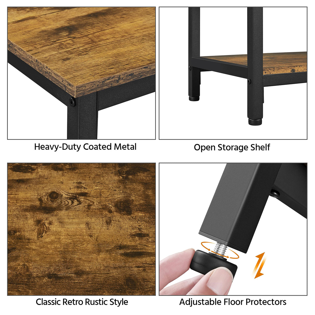 Yaheetech Industrial Console Table, 3 Tier Entryway Table with Storage Shelves, Narrow Sofa Table for Living Room, Foyer, Hallway, Entrance, Metal Frame, Rustic Brown Yaheetech