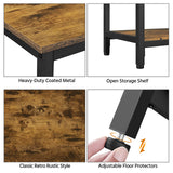 Yaheetech Industrial Console Table, 3 Tier Entryway Table with Storage Shelves, Narrow Sofa Table for Living Room, Foyer, Hallway, Entrance, Metal Frame, Rustic Brown Yaheetech