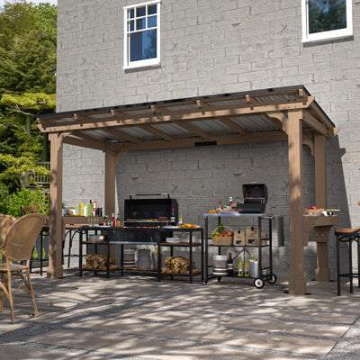 MUPATER 6 x 13 FT Wooden Grill Gazebo with Sloping Metal roof, 2 Full Size Grills, BBQ Canopy for Outdoor Patio, Lawn, Garden