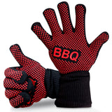 NutriChef BBQ Gloves - 1472°F Heat Resistant, Fireproof Mitts with Non-Slip Silicone Grip, Perfect for Barbecue, Grilling, Cooking, Baking & Camping, 14-inch, Food Grade, Washable Kitchen Oven Mitts NutriChef
