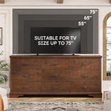 EnHomee 9 Drawers Dresser, 63" W Farmhouse Dressers for Bedroom Dressers with 9 Drawers, Solid Wood Dresser TV Stand with Large Metal Handle, Modern Wood Drawer Organizer for Closet (Rsutic Brown) EnHomee