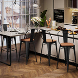 Aklaus Swivel Metal Bar Stools with Backs Counter Stools Set of 4 Counter Height Stools High Back Bar Chairs 24 Inch Barstools Farmhouse Matte Black Aklaus