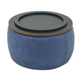 YICORPS Modern Round Storage Ottoman with Wooden Top,Handmade Luxury Pleated Circle Fabric Storage Ottoman Coffee Table,End Table & Footstool for Living Room（Navy Blue） YICORPS