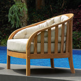 Cambridge Casual Barnese Wood Oversized Patio Lounge Chair, Natural Teak/Tan Cushion Cambridge Casual