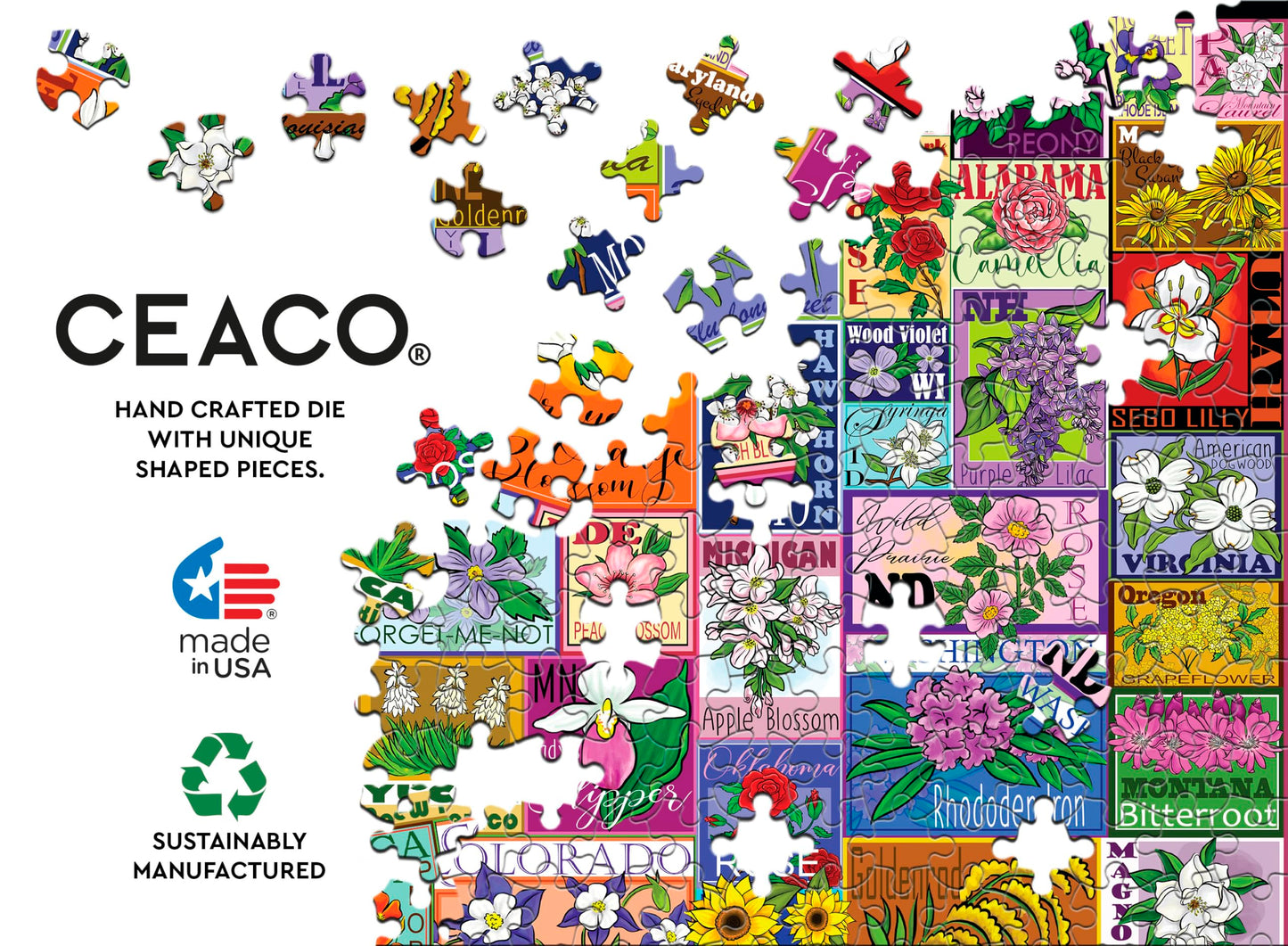 Ceaco - Tracy Flickinger - State Flowers - 1000 Piece Jigsaw Puzzle