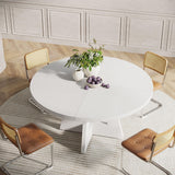 Tribesigns Round Dining Table Wood Kitchen Table for Dining Room, 47 in Dinning Room Tables for 4-6, Circle Dinner Table with Wooden Tabletop and Cross Base for Kitchen, White Tribesigns