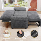Vipbear 3 in 1 Sleeper Sofa Bed, Pull Out Couch with Reclining Backrest, Convertible Loveseat with USB Ports, Tool-Free Assembly, Modern Chenille Loveseat for Living Room, Apartment, Dark Grey Vipbear