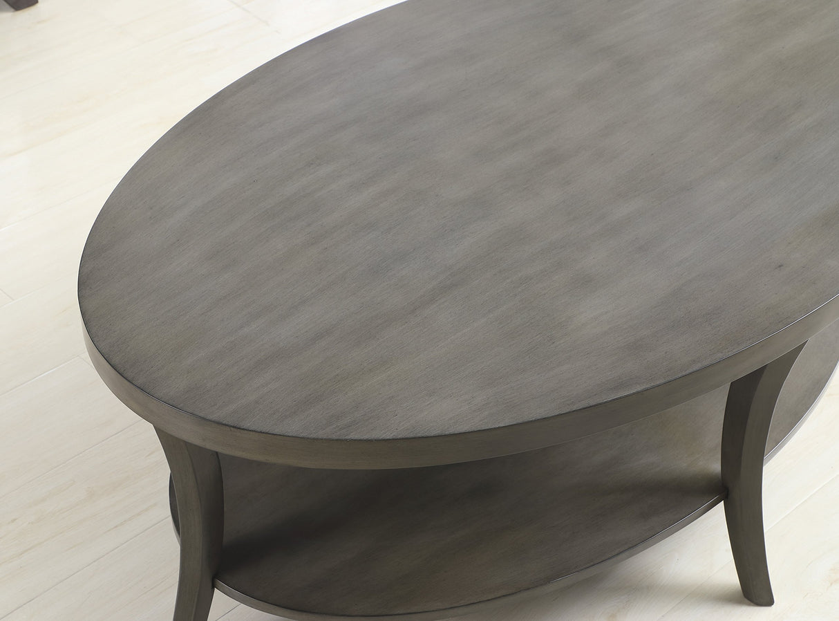 Roundhill Furniture Perth Contemporary Oval Shelf Coffee Table, Gray Roundhill Furniture