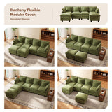 Ihanherry 106" U Shaped Modular Sectional Cloud Sofa, Modern 6 Seat Chenille Couch with Ottoman for Living Room, Bedroom and Apartment, Green Ihanherry