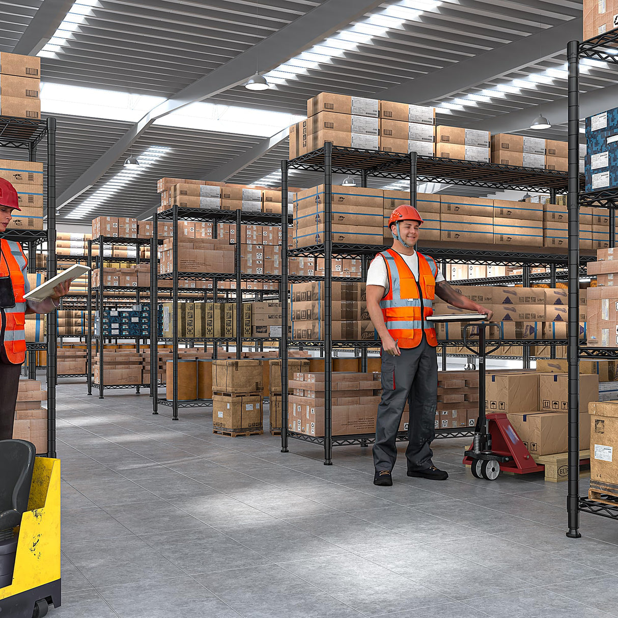 REIBII 78.4''W Storage Shelves Wire Shelving Unit Load 1500LBS,4 Tier Metal Shelving with Adjustable Metal Shelf Wire Rack for Pantry Shelves Commercial Shelving Kitchen Garage 78.4''Wx11.8''Dx59''H REIBII