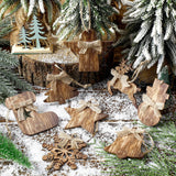 Lineshading 8 Pcs Rustic Christmas Tree Ornaments Xmas Angles Snowflake Wood Ornaments Angel Snowman Farmhouse Wood Decorations Christmas Tree Hanging Ornaments for Home Winter Party Lineshading