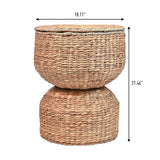 happimess SAT1000A Bhola 18" Hourglass Handwoven Hyacinth Storage Accent Table with Lid for Storage and Decoration in Bedroom, Living Room, Kitchen, Dining Room, Entryway, Guestroom, Natural happimess