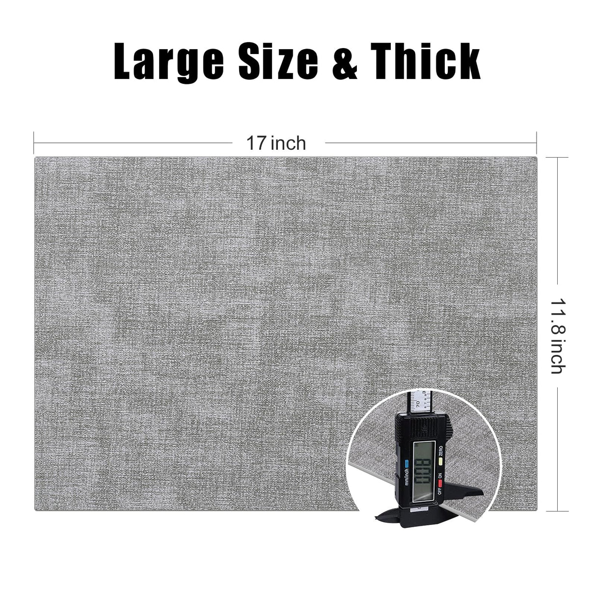 Homaxy Faux Leather Heat Resistant Placemats for Dining Table Set of 6, Waterproof Wipeable Washable PU Table Mats, Easy to Clean Anti-Slip Place Mats, 11.8" x 17", Light Grey Homaxy