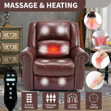 Dual Motor Power Lift Chair, Lay Flat Recliner Chair, Electric Recliner with Massage and Heat for Elderly, Remote Control, Infinite Position, Standing Assistance, USB Ports (Red, Genuine Leather) Trustyue